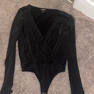 Express black low v-neck body suit